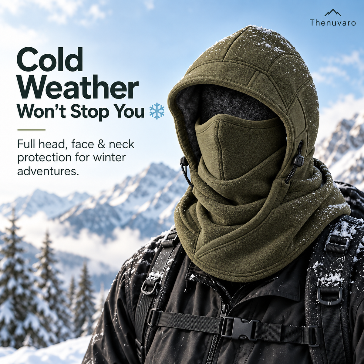 ❄️🔥 3-in-1 Winter Thermal Balaclava – Windproof Fleece Hood, Face Mask & Neck Warmer 🥶🧣