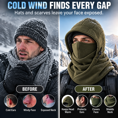 ❄️🔥 3-in-1 Winter Thermal Balaclava – Windproof Fleece Hood, Face Mask & Neck Warmer 🥶🧣