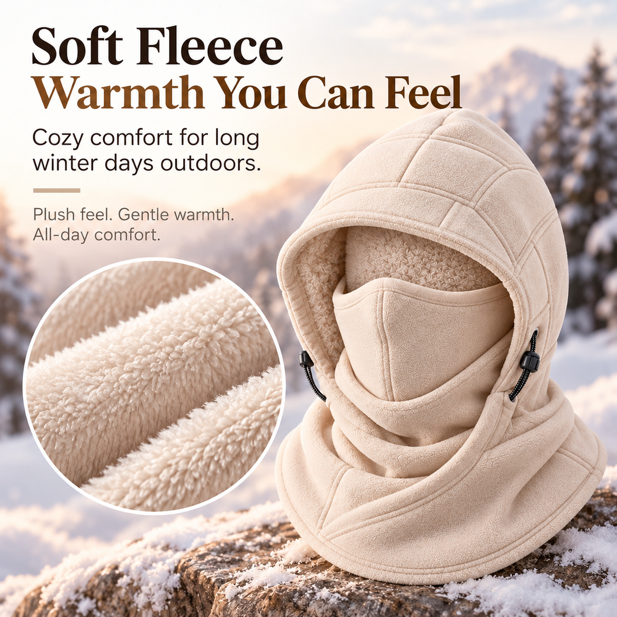 ❄️🔥 3-in-1 Winter Thermal Balaclava – Windproof Fleece Hood, Face Mask & Neck Warmer 🥶🧣