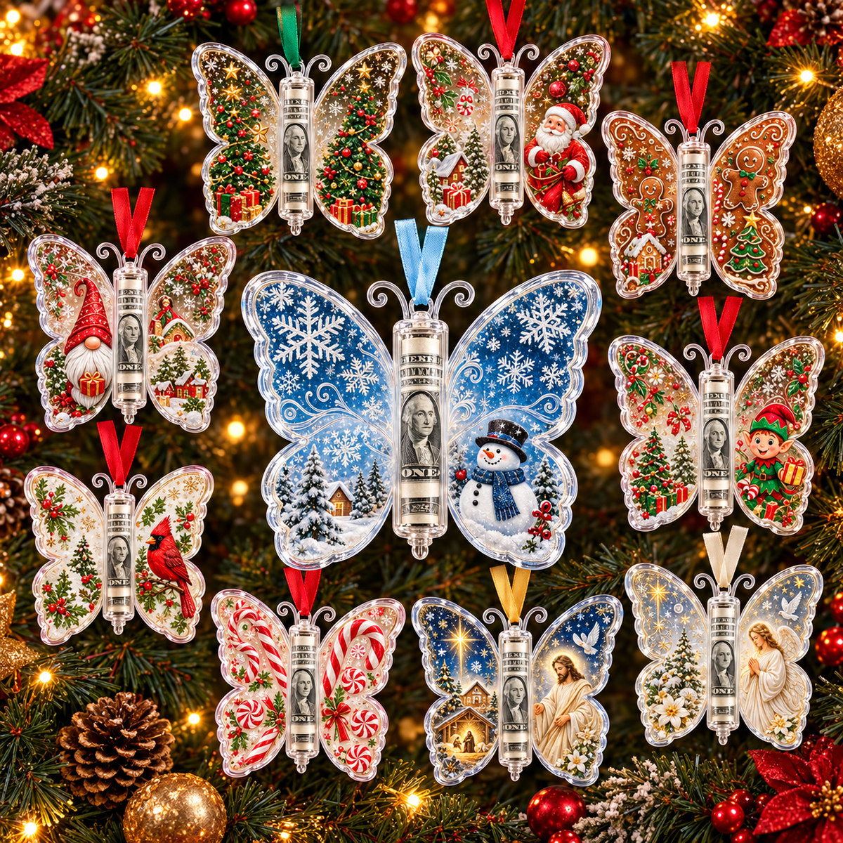🦋💵 Christmas Cash Gift Butterfly Ornament – Holiday Money Holder Keepsake 🎄✨