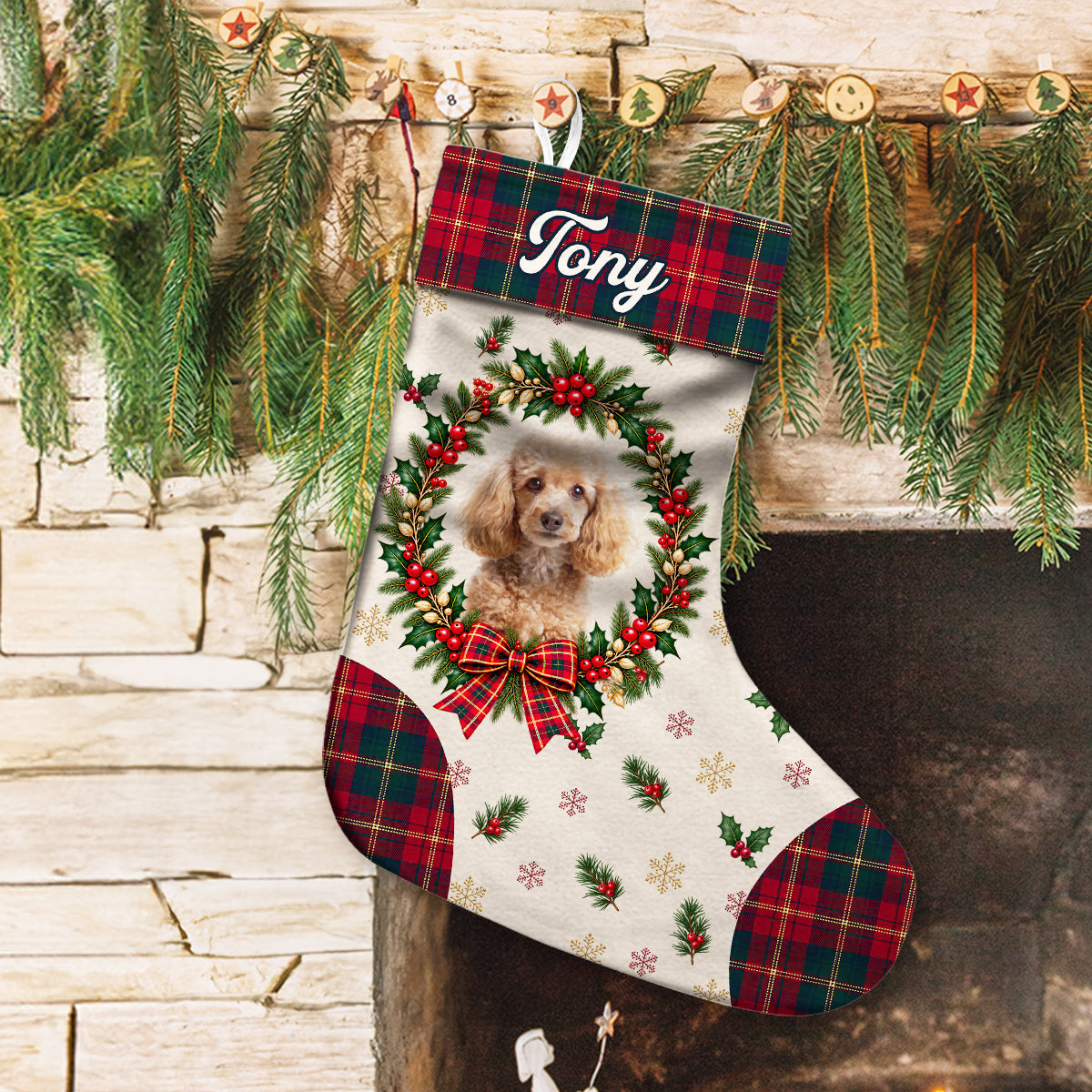 Christmas Fur Love Photo - Personalized Christmas Stocking