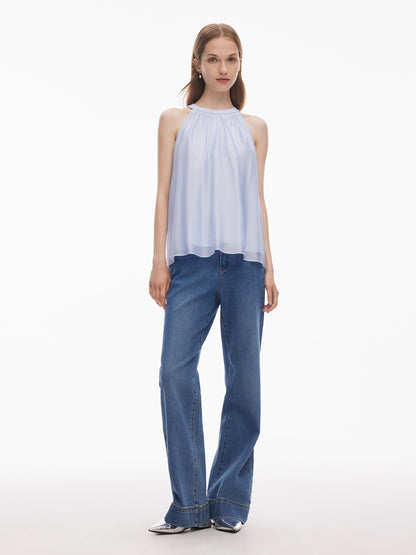 Halter Neck Women Top With Detachable Flower GOELIA