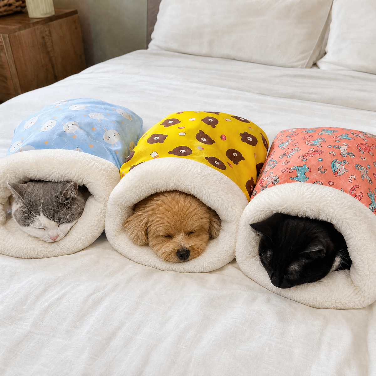 🐾 CozyPaw™ Plush Pet Sleeping Bag – Warm & Cozy Cat Bed